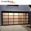 Жилая современная панорамная электрическая рулонная алюминиевая гаражная дверь черного стекла