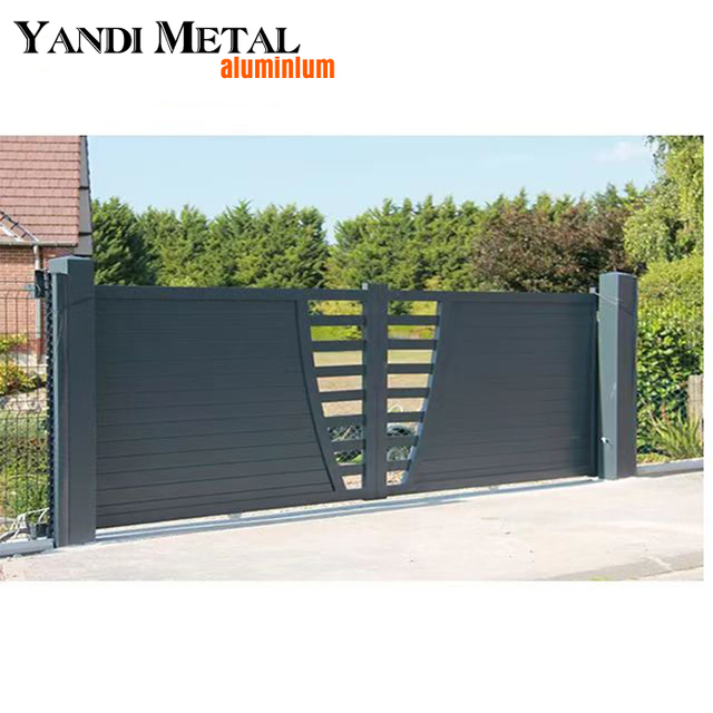 Заводская прямая садовая автоматическая раздвижная алюминиевая дверь с горизонтальными планками, алюминиевая дверь для конфиденциальности
